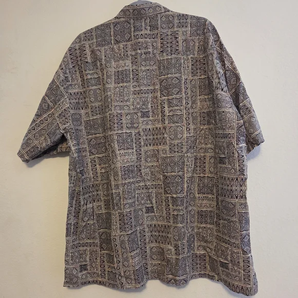 Tori Richard 2XL Short-Sleeve Button Shirt Cotton Lawn Tribal Geometric Hawaii - Picture 2 of 10